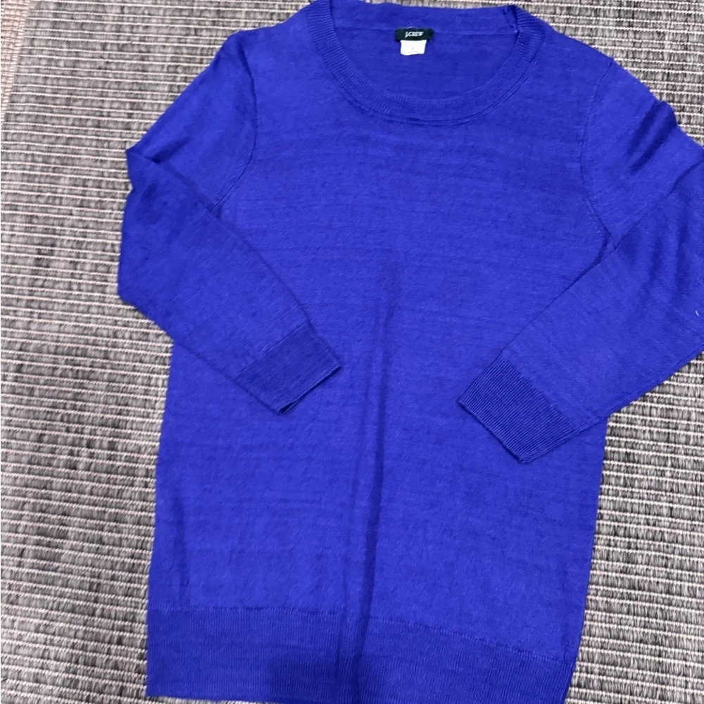 J. Crew Women's Vibrant Purple Linen Crewneck Sweater